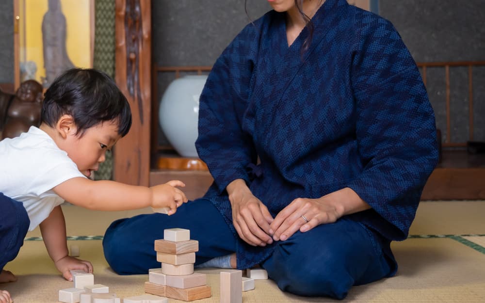 文様刺し作務衣・矢絣