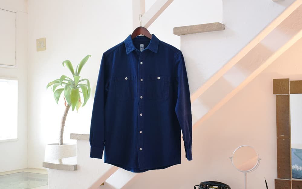 藍シャツ 無地青縞 レギュラーカラー