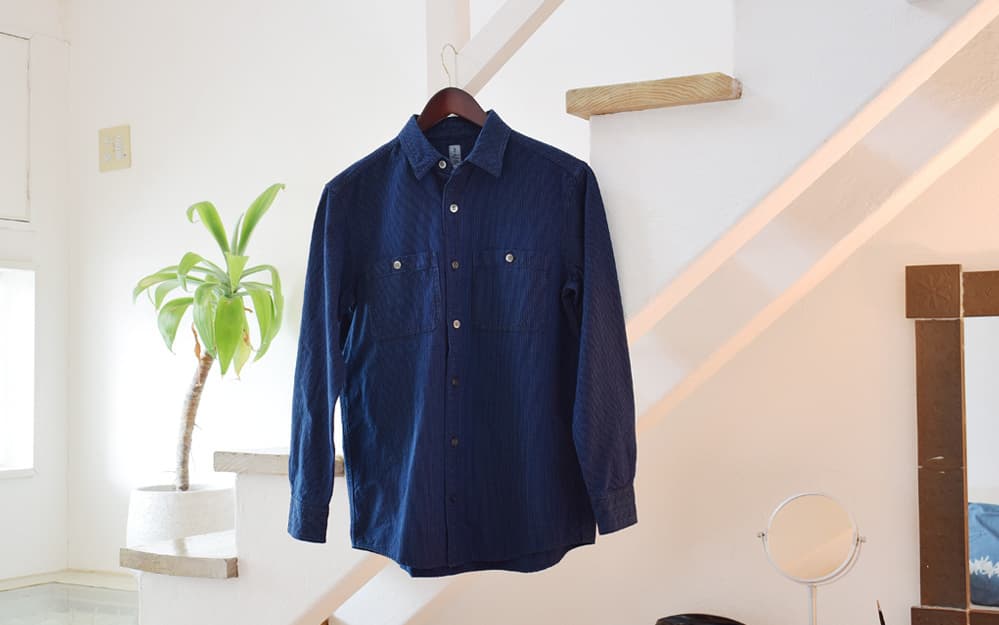 藍シャツ 坂東縞 レギュラーカラー