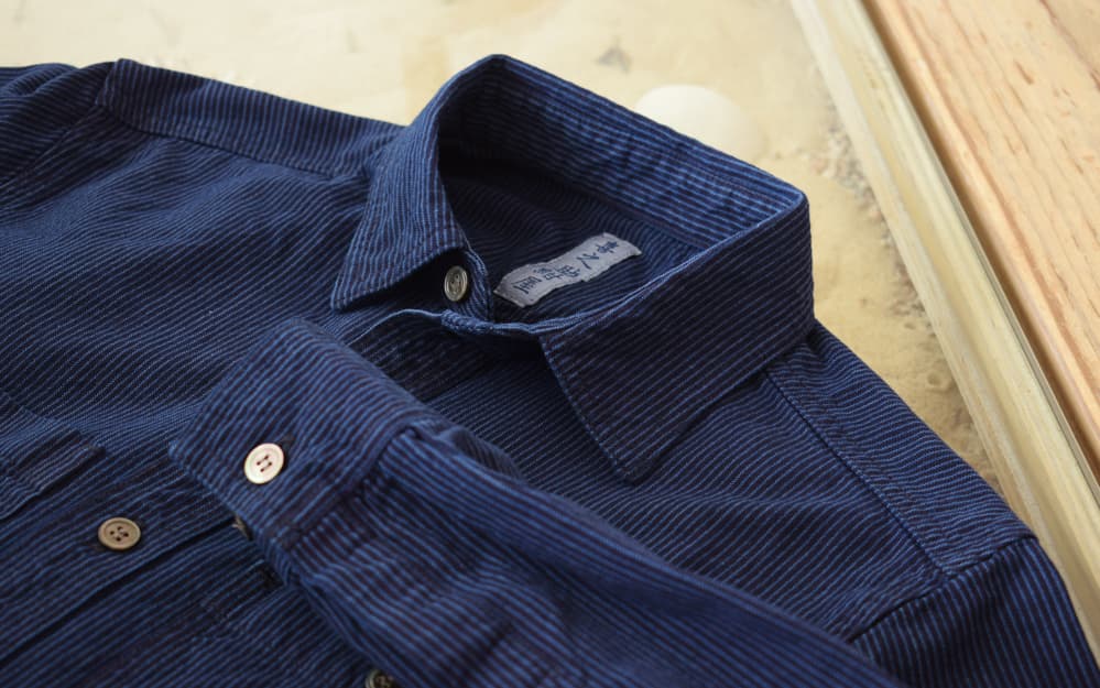 藍シャツ 坂東縞 レギュラーカラー
